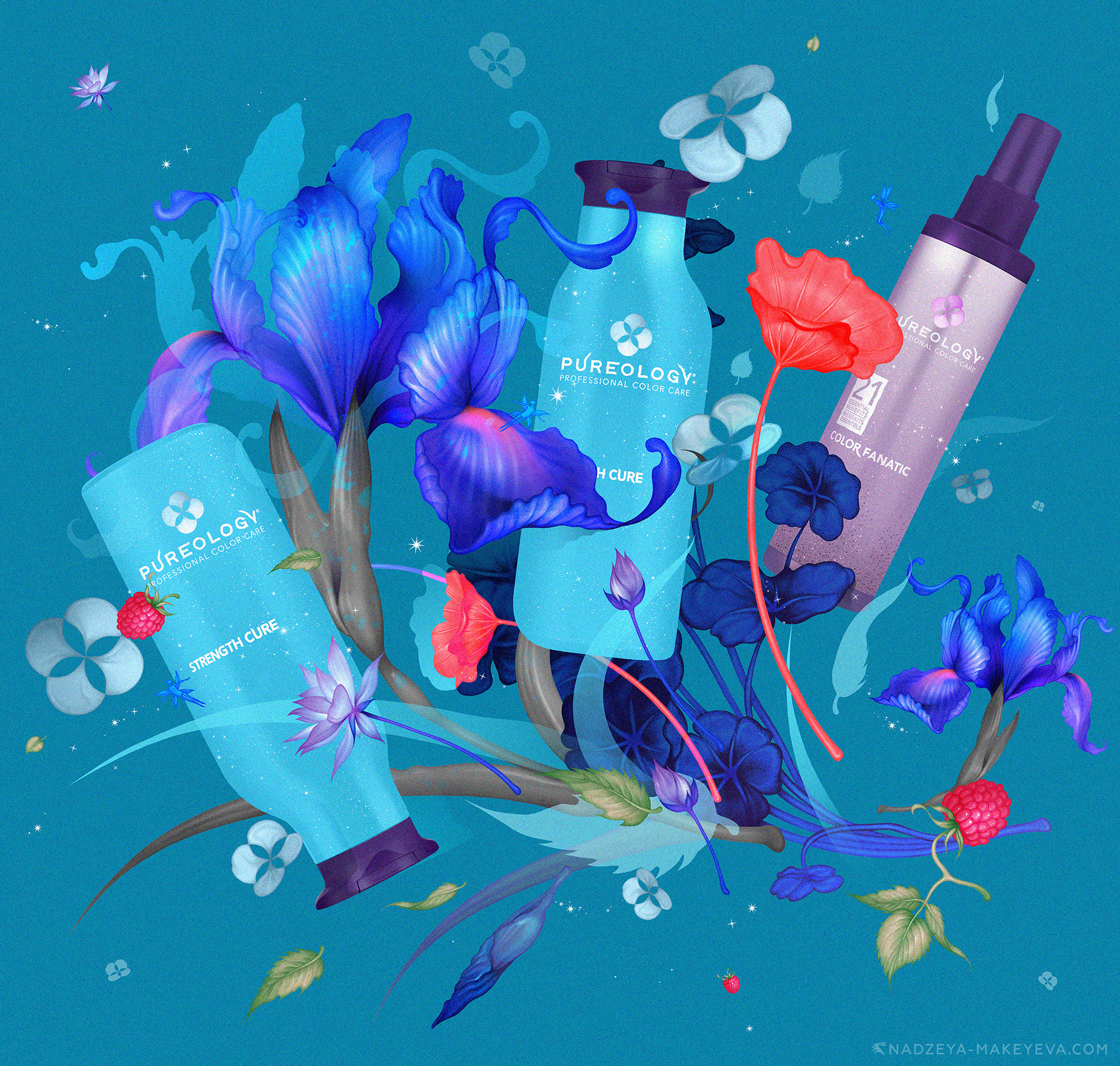 L’Oréal | Pureology | Strength Cure Art botanical branding design illustration package packaging san francisco