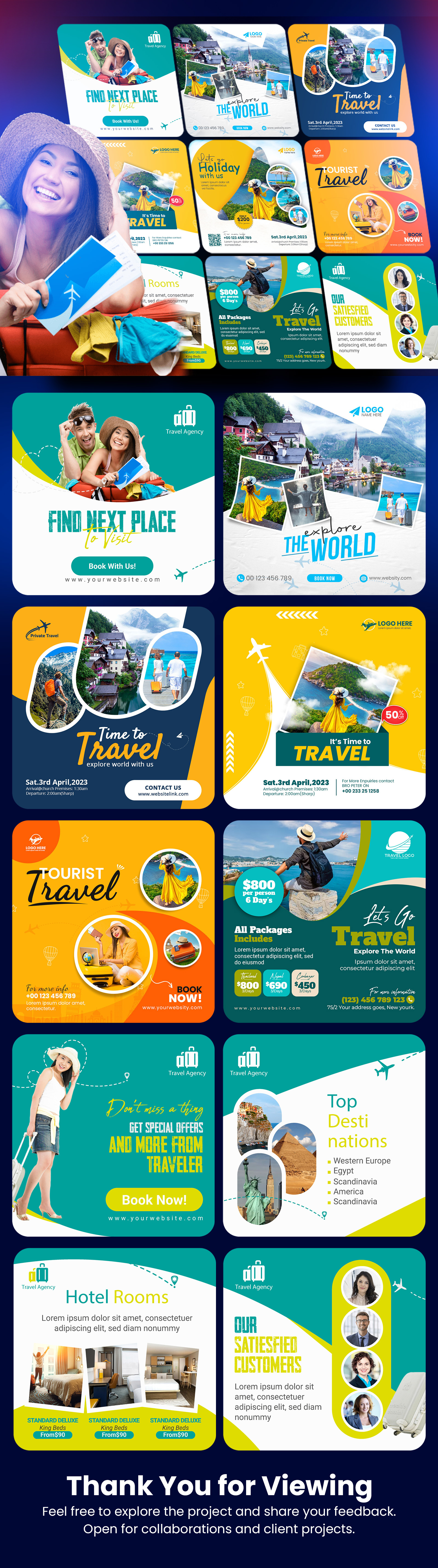 ✈️ Travel Agency Social Media Design ads design branding creative design digital marketing graphic design social media design tourism travel agency travel design visual identity