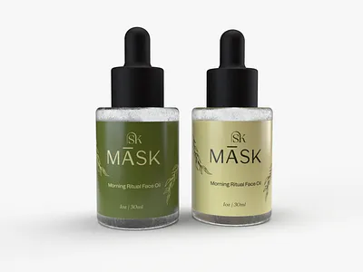 Mask Face Oil Bottle Label Design beauty bottle brand identity cosmetics face oil graphic design label labeldesign natural oil packaging packagingdesign personal care print product packaging skin care typography