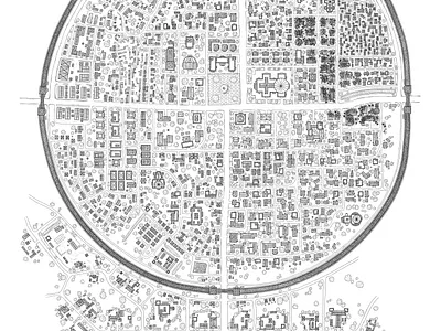 City fantasy map black and white book illustration city map fantasy map illustration street map top down map