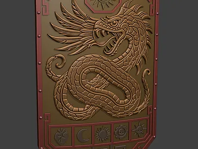 Mesoamerican themed stormshield 3d 3d art 3d model 3d printing 3d sculpting blender design warhammer