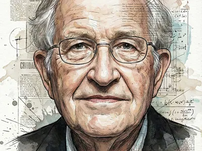Noam Chomsky Portrait design disegno illustration illustrazione matita paint pennello ritratto