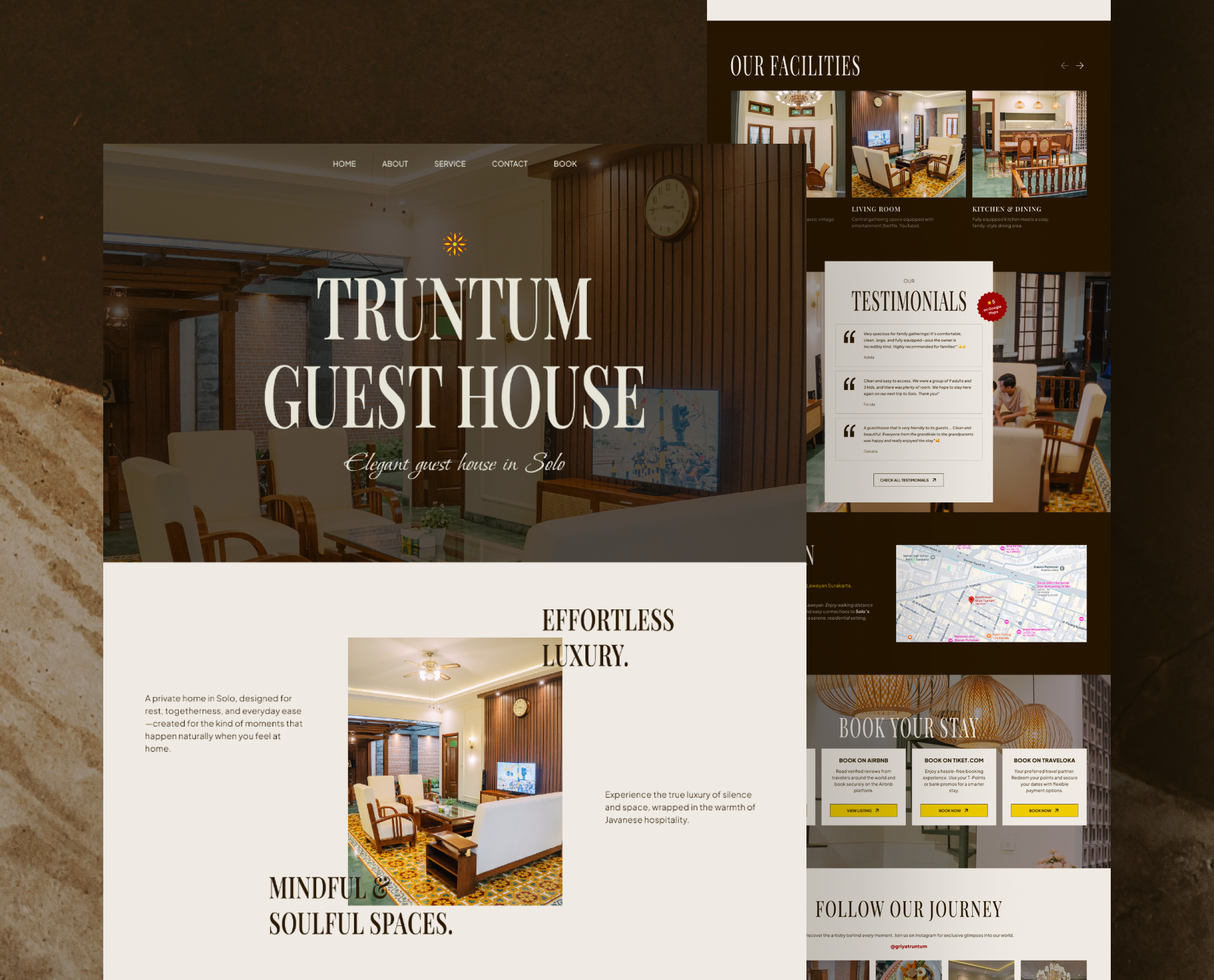 Truntum Guest House — Javanese Heritage Web Design 🍂 classic ui design hospitality hotel ui indonesia landing page luxury design real estate solo travel website ui design website