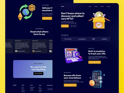NFT Market Place Landing Page Website "NFTOP" 3d animation bitcoin crypto crypto exchange crypto wallet cryptocurrency design figma illustration landing page nft nft marketplace ui ux web website