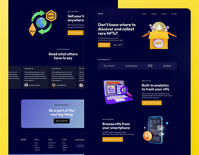 NFT Market Place Landing Page Website "NFTOP" 3d animation bitcoin crypto crypto exchange crypto wallet cryptocurrency design figma illustration landing page nft nft marketplace ui ux web website