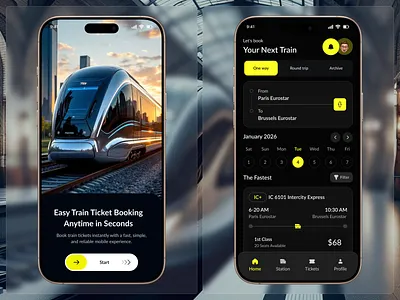 Train Booking Mobile App – Seamless Rail Travel Experience app app design app ui booking booking app ios metro booking mobile app mobile app design railway app ticket booking ticket booking app train train booking transportation transportation app travel app travelling ui design