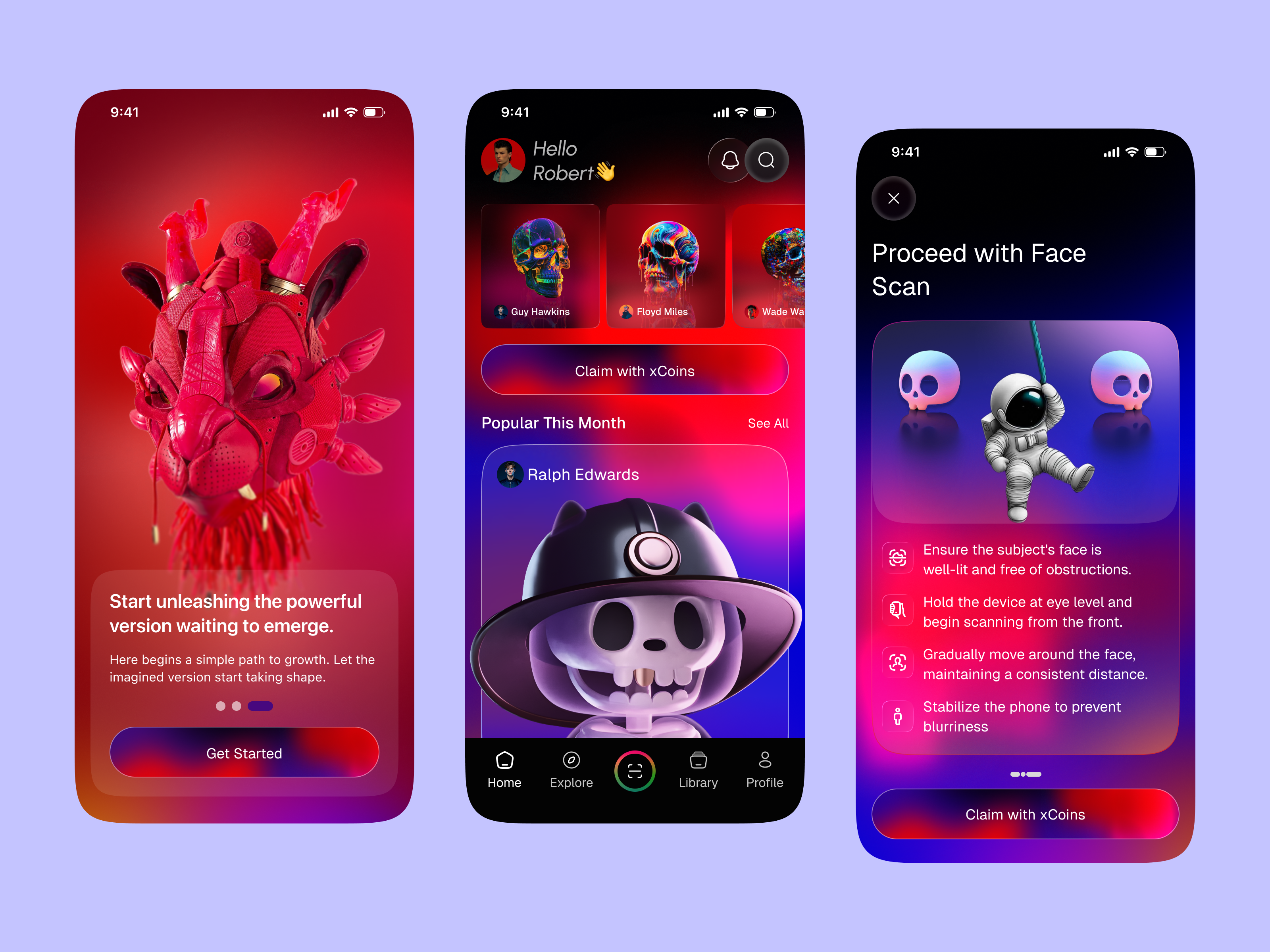 Advanced 3D Scanner & Editor UI Design 3d 3d modeling 3d scanner advanced 3d scanner ai ar futuristic gradient ui mobile mobile app photogrammetry ui ux design