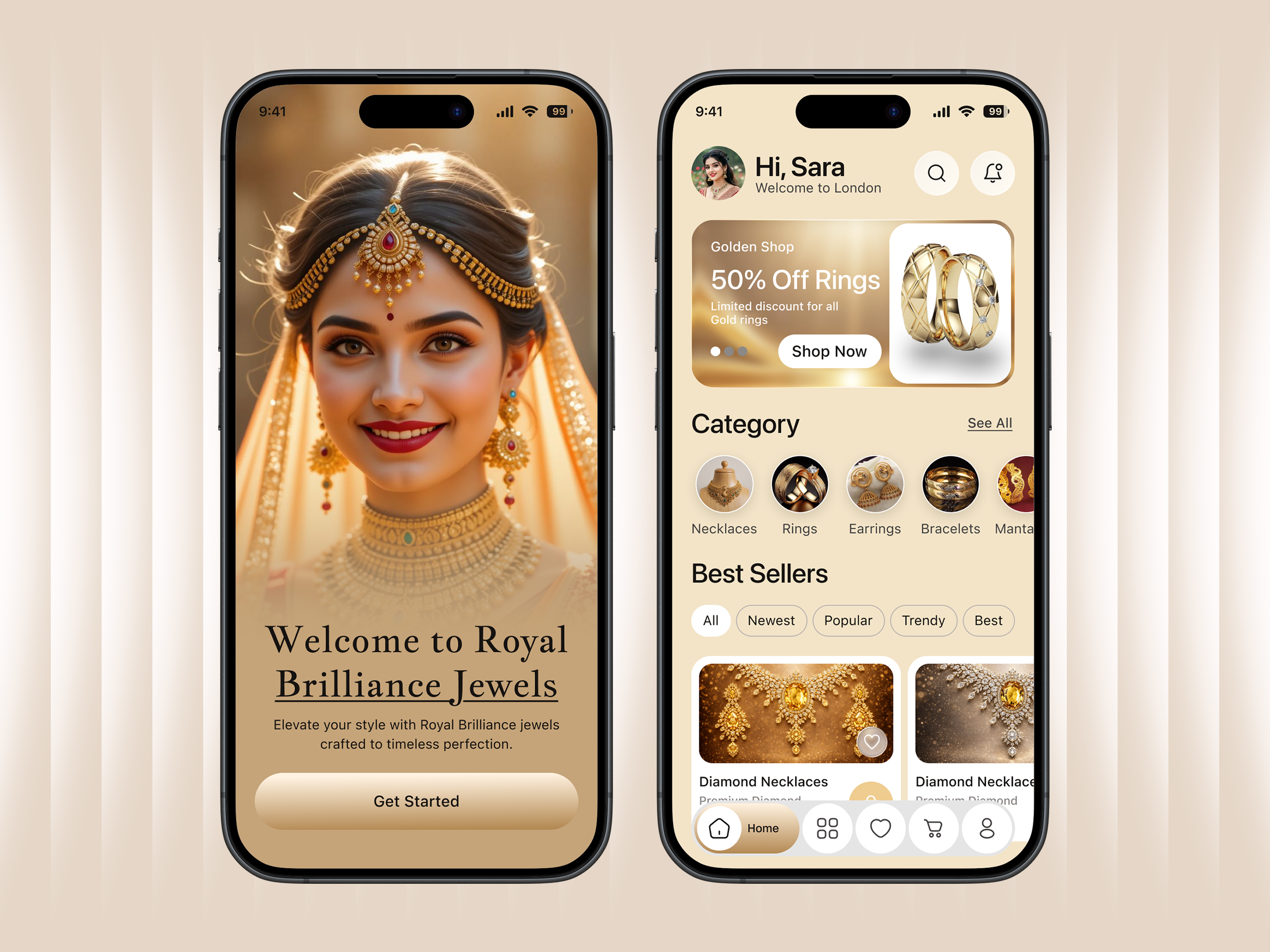 Jewelry Mobile App app design branding diamond dribbble e commerce fashion app gold ios app jewelry luxury design mobile app mobile app design modernui onboarding premiumui product design shopping app ui design ux design visual design