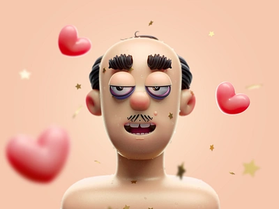 Lover 3d adult c4d character character design heart illustration love lover man oldman relationship render romance star stars valentines valentinesday