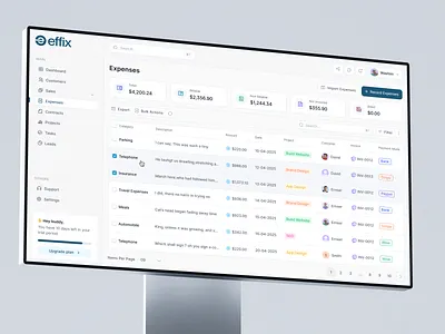 Effix CRM - Expense analytic budget business crm customer dashboard design expense finance management management crm money saas spend track tracker transcation ui uiux webapp