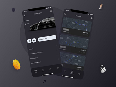 Carsharing app car dark design drive flat minimal mobile ui ux