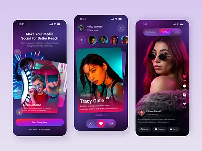 Social Media Mobile App app design chat app ios app mobile app mobile app design mobile ui reels social app social media social media app social network social networking social platform social video ui design video app video player