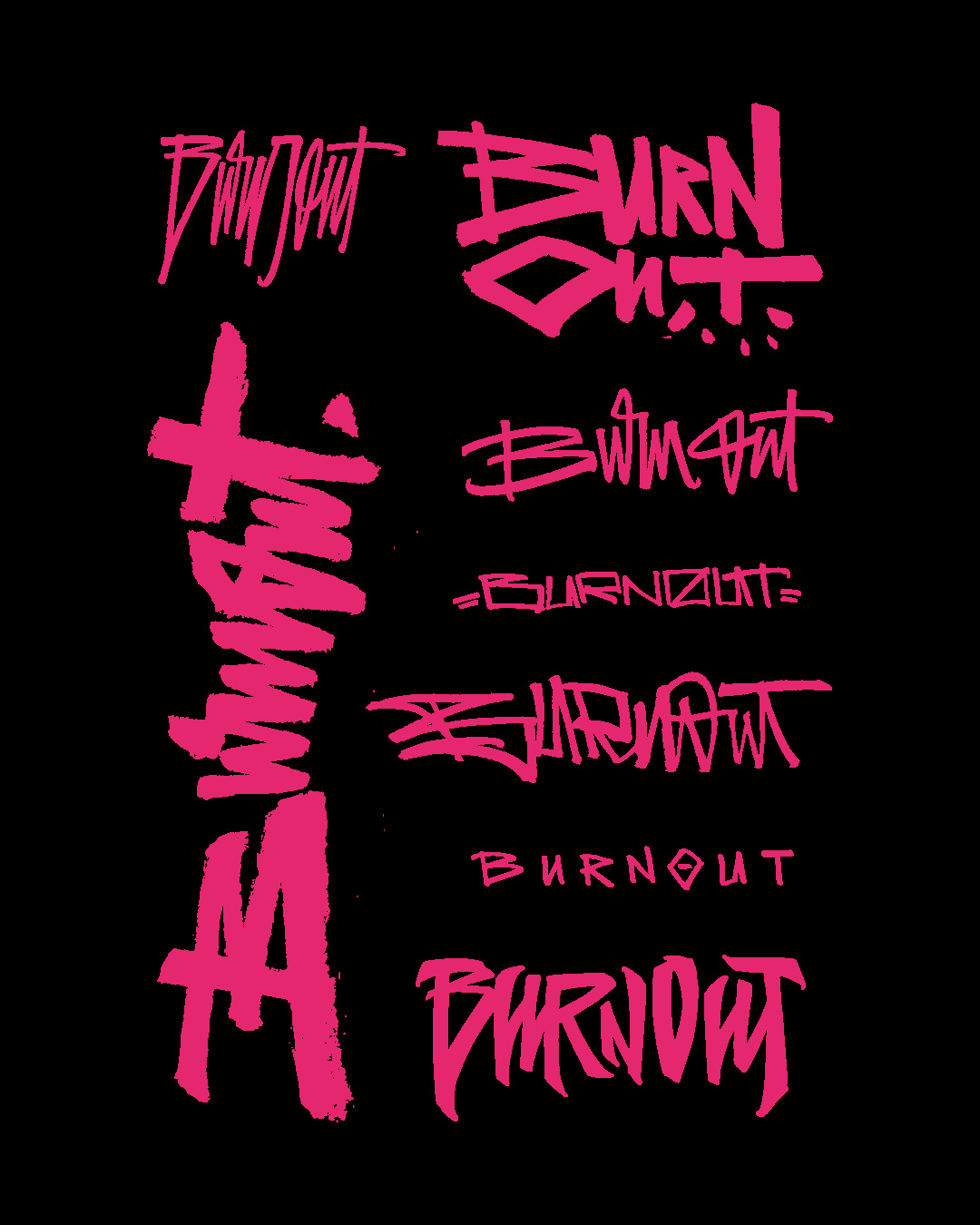 Burnout - Type Exploration calligraphy city fanzine lettering trash type typography zine