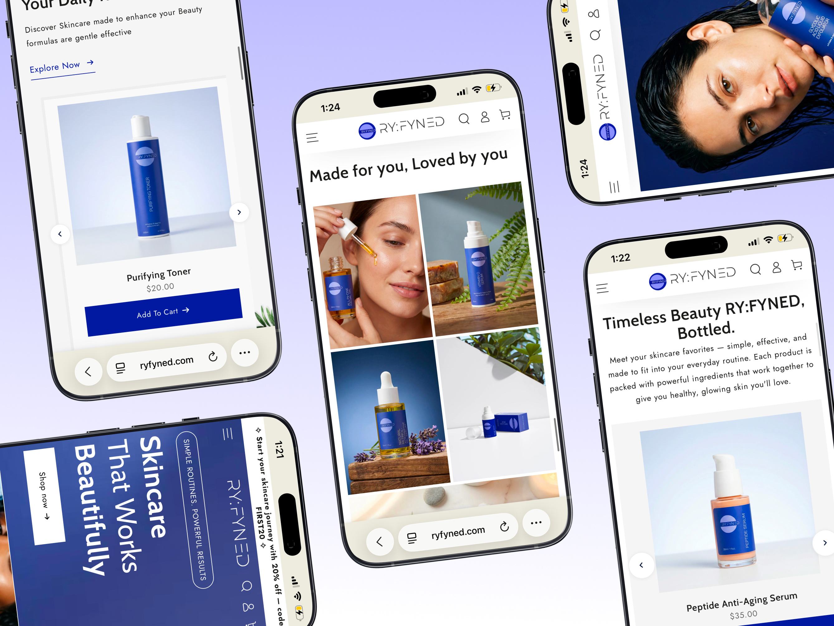 Skincare Website UI Design beauty product clean cosmetics ecommerce ecommerce website landing page product design product page responsive design selfcare serum shopify store shopify website skin care website skincare skincare shop skincare website ui web design website design