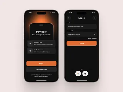 Log in Page - Mobile Finance App app design dark finance app log in log in page login minimal mobile mobile app onboarding sign in sign up splash screen ui