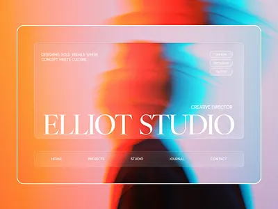 ELLIOT STUDIO - Hero Section Design 3d dailyui glass glassmorphism herosection studio uiux