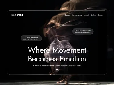 LUMA Dance Studio - Hero Section Design dance dancestudio emotion herosection landingpage studio uiux website