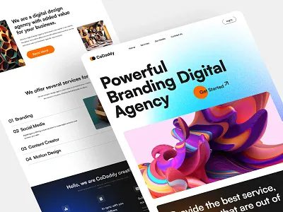 Creative Design Agency Landing Page branding creative agency creative design digital agency dribbble populer hero section homepage landing page marketing agency minimal saas products saas projects trending uiux web design website website design