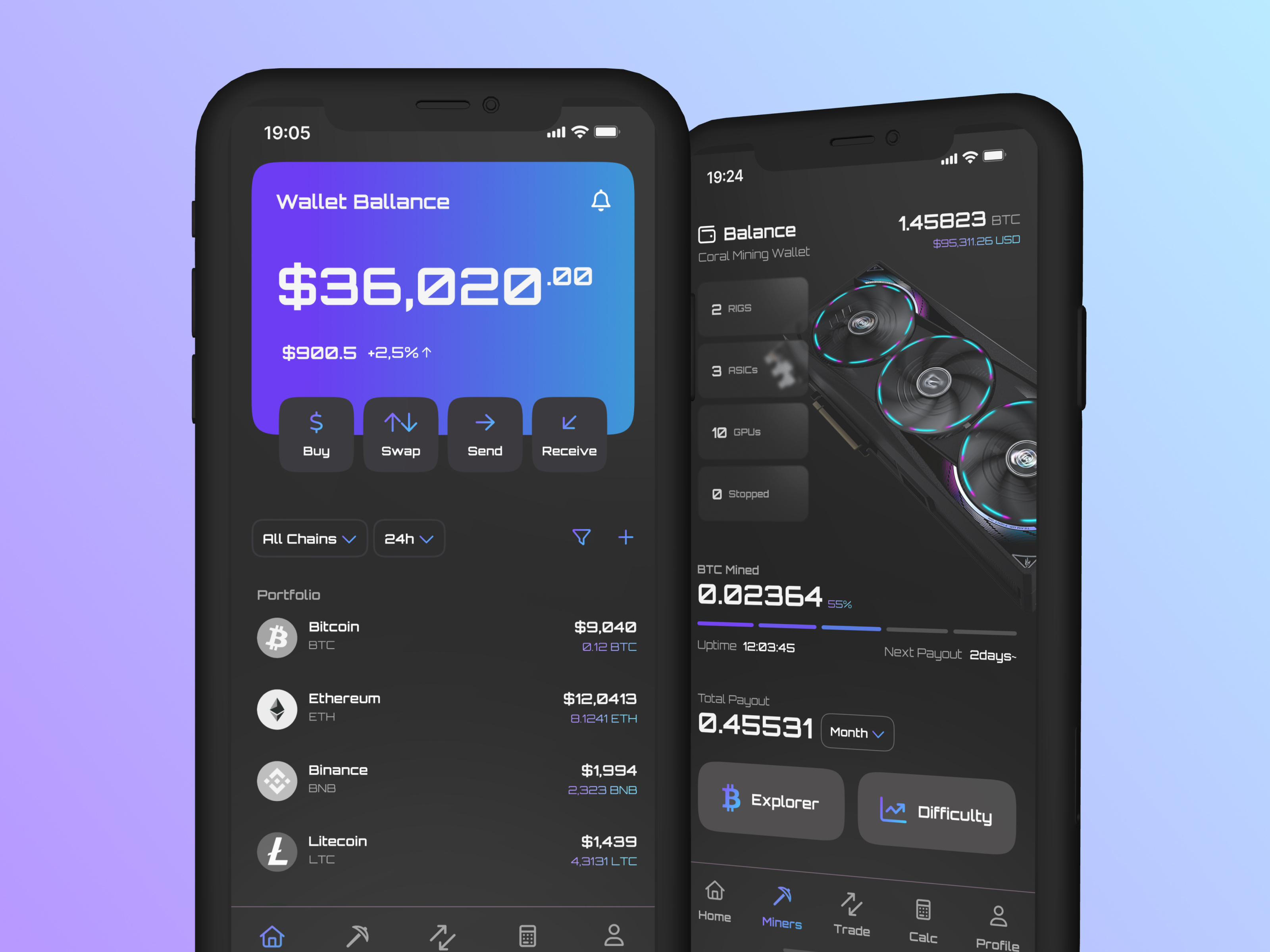 Crypto Wallet App — UI Concept for Ebert Systems ai app application bitcoin crypto cryptocurrency interface mobile solana ui ui design wallet web3 web3.0