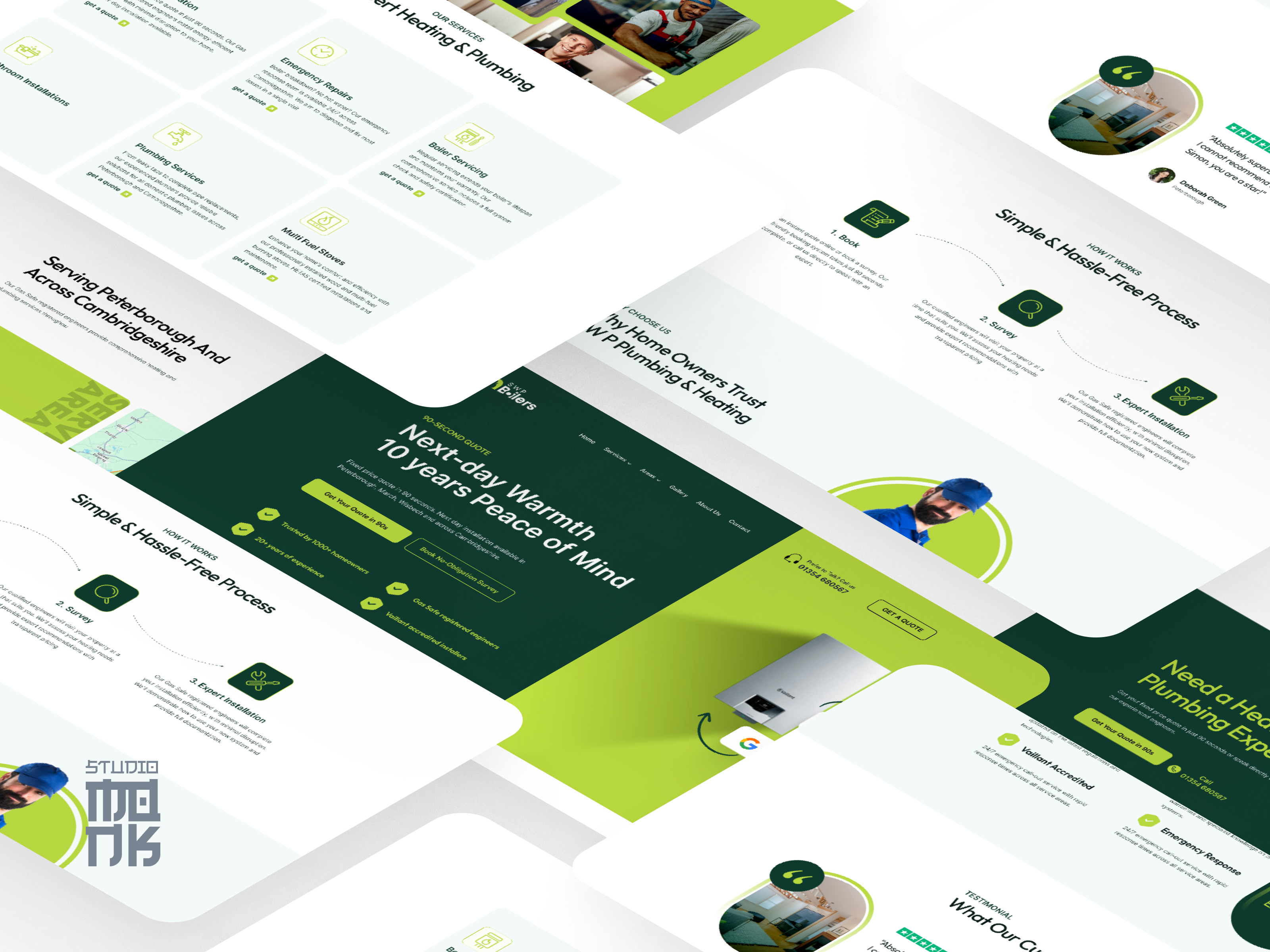 SWP — Boiler & Heating Services Landing Page boiler services clean layout conversion focused digital design heating services home services landing page modern web plumbing services professional website responsive design service website trust based design ui design user experience user interface ux design web design website concept