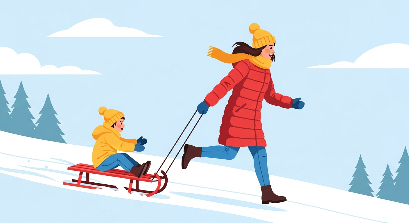 Winter Family Fun Vector Illustration Set illustration landscape illustration outdoor winter