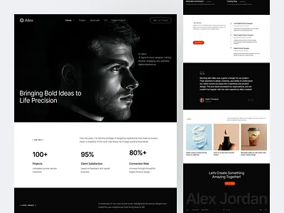 Allex - Modern Portfolio Website UI UX Design for Creatives case study clean ui creative portfolio creative website design inspiration designer portfolio dg landing page minimal design modern web design panze personal website portfolio website responsive design ui design ui ux design ux ui visual design web design website design