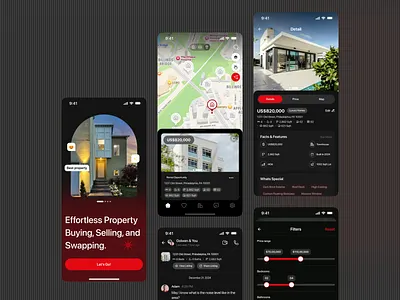 PropTech Redefined: An End-to-End Real Estate Ecosystem appdesign cleanui darkui figma figmadesign mobileappdesign property propertymarketplace proptech real estate realestateapp realestateui ui uiux uxdesign
