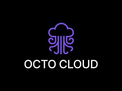 Octo Cloud – Logo Concept & Visual Identity ☁️🐙 black branding cloud cloudcomputing creative flatdesign icon identity design logo logomark logotype minimalistlogo modernlogo octopus purple saas startup symbol techlogo vector