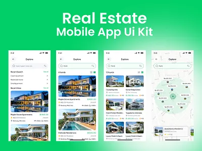 Real Estate Mobile App Ui Kit animation app design figma mobile app mobile design real estate ui uiux