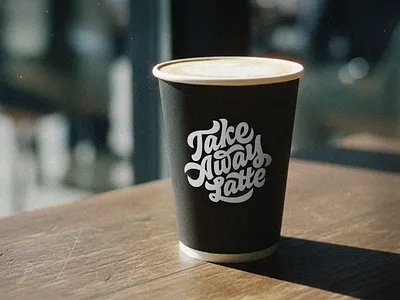Take Away Latte - lettering logo design cafe coffee custom logo handdrawn lettering packaging design typography wordmark