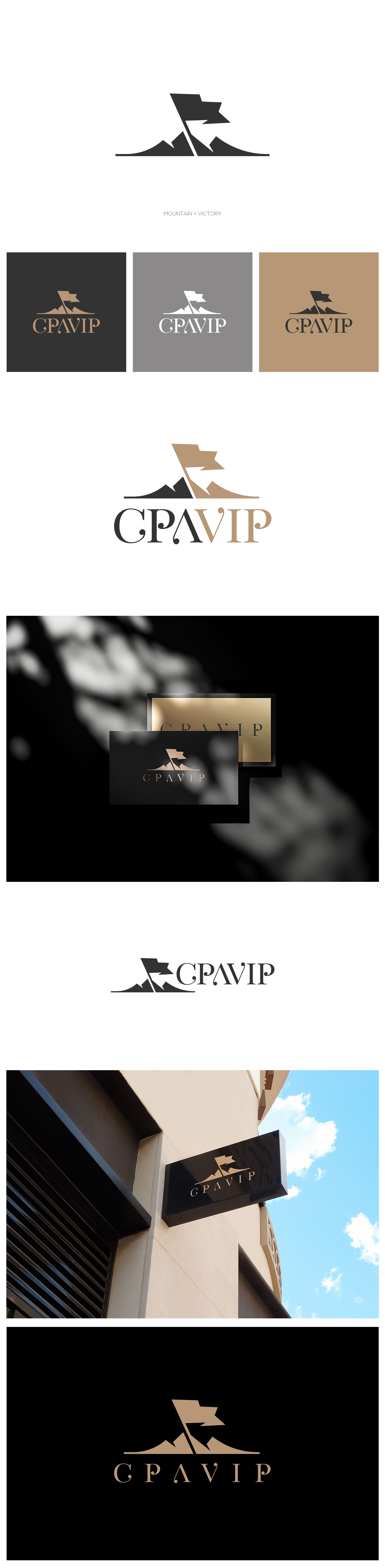 CPAVIP black elegant gold logo mountain victory