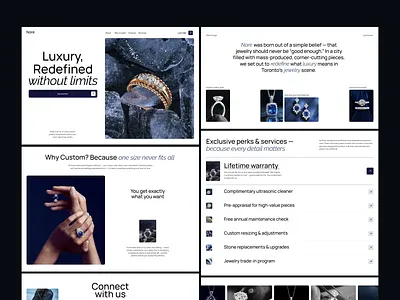 Design for custom jewelry website. Homepage agency branding company creative custom design ecom herosection homepage interface jewelry jewelry website landing luxury mobile store ui ux webdesign website