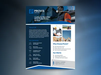 Provis Services – Home Quality Review Flyer Design architecture branding building services construction contractor corporate design flyer design graphic design home inspection layout design marketing design print design real estate typography