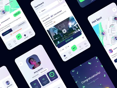 Mobile App Design - Bet with people around you app basketball bet betting clean congratulations dashboard football fresh icon map mobile modern prize profile soccer sport ui ux win