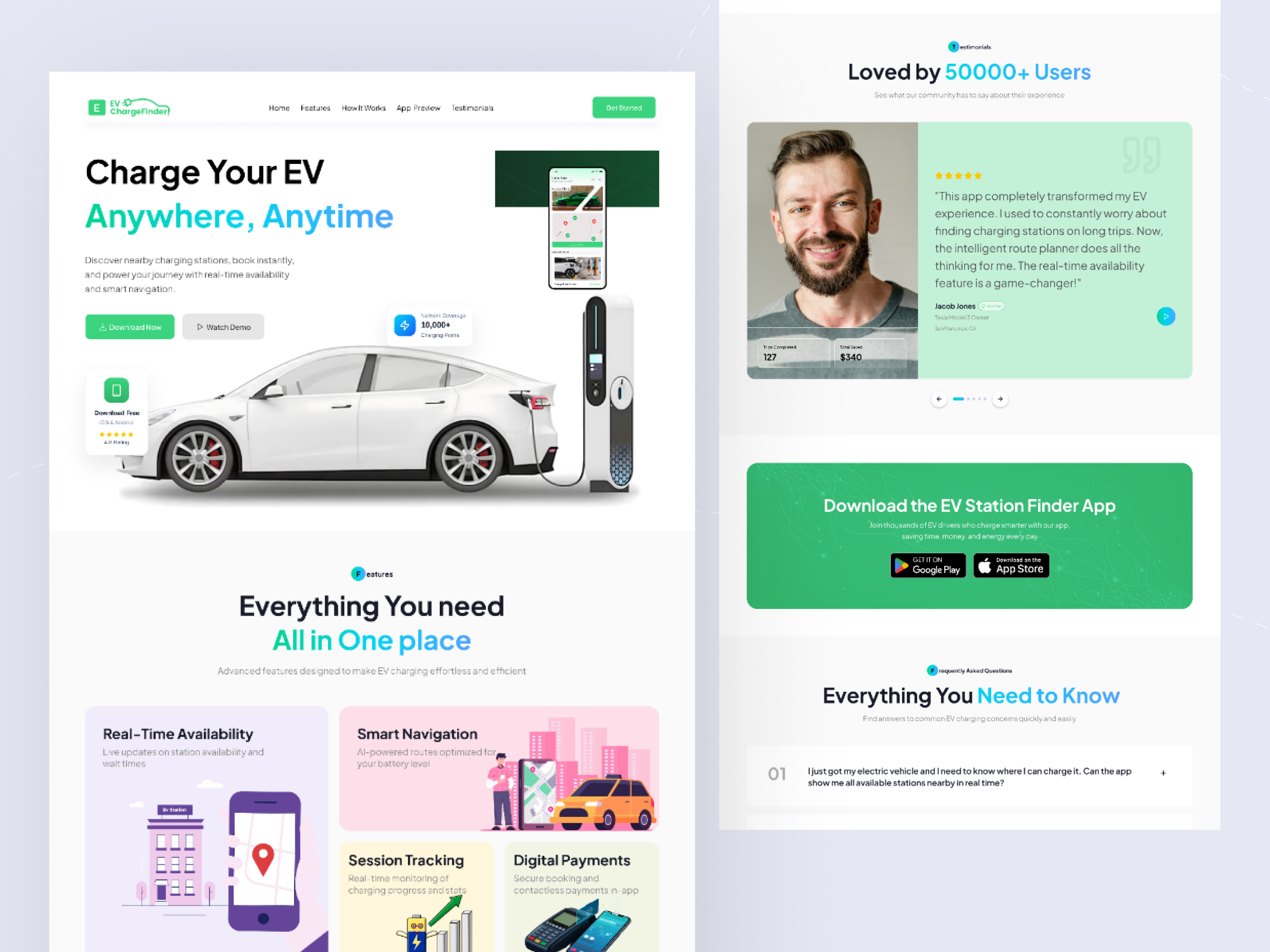 EV Charging Station Finder – Landing Page UI appdesign branding cleanui dribbble evapp figma graphic design greenenergy landingpage mobility modernui productdesign saasdesign ui uidesign uidesigninspiration uxdesign webdesign