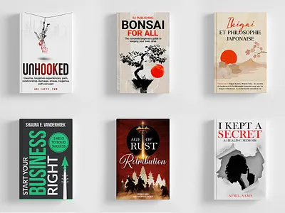 Book Cover Folio amazon seller author design bonsai book artwork book cover clean design design design portfolio graphic design illustrated cover minimal modern book cover print book cover professional design publishing design secret book typography vintage artwork visual design war book