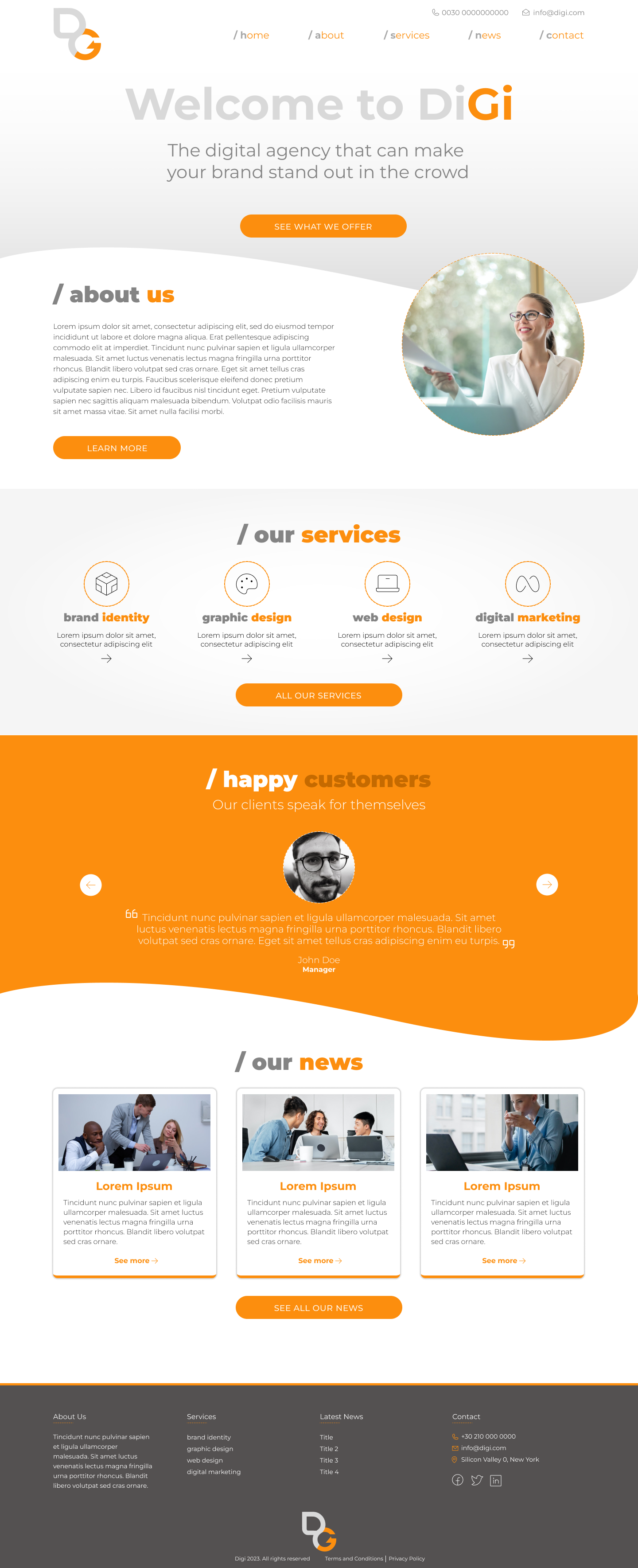 DiGi Homepage for digital agency figma homepage ui