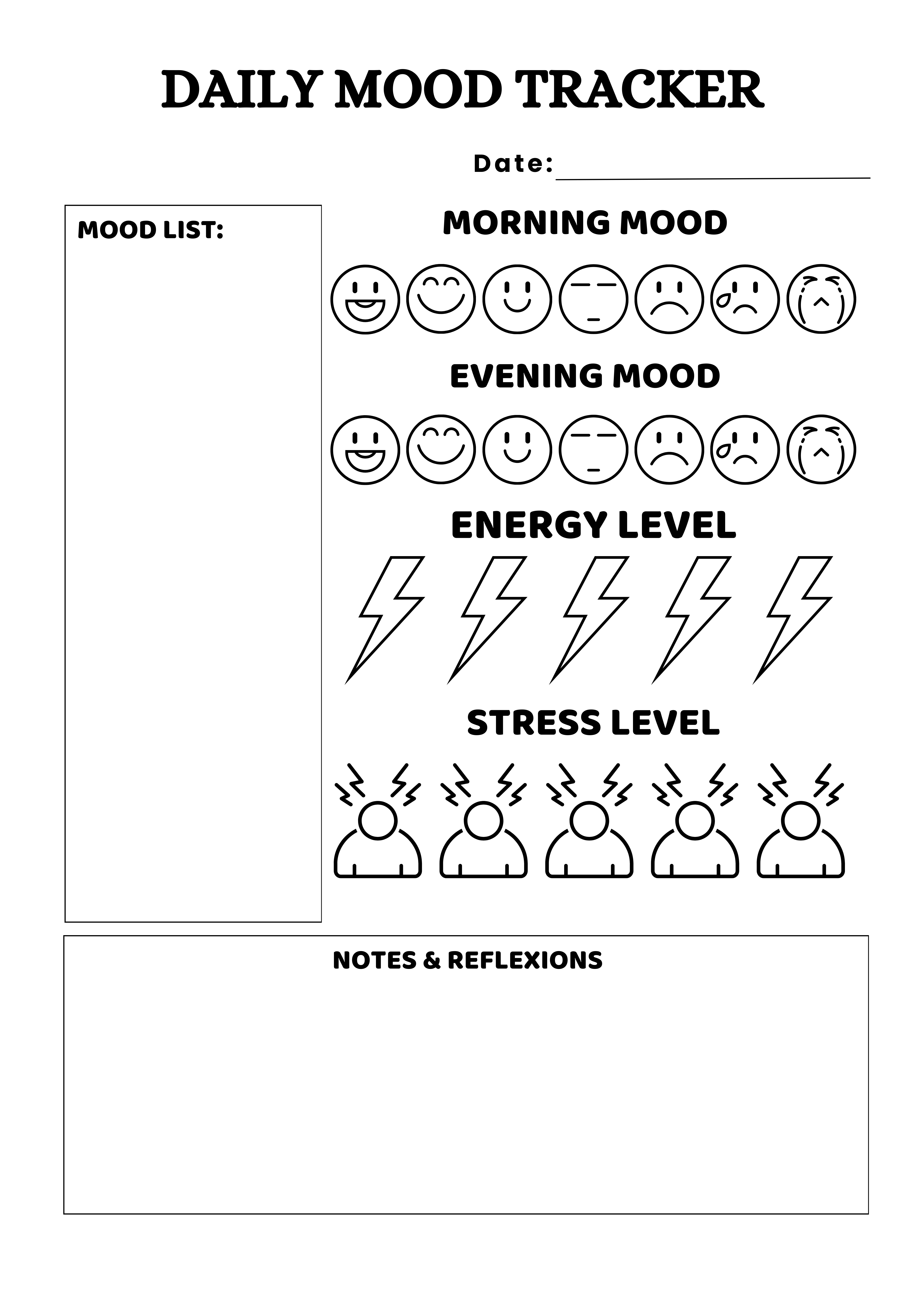 Daily Mood Tracker – Minimal Printable Planner Design calm design daily mood tracker digital planner emotional wellness graphic design habit tracker mental health design mental health planner minimal planner minimalist design mood tracker planner layout printable journal printable planner productivity planner self care planner self reflection stationery design ux ui inspiration wellness tracker