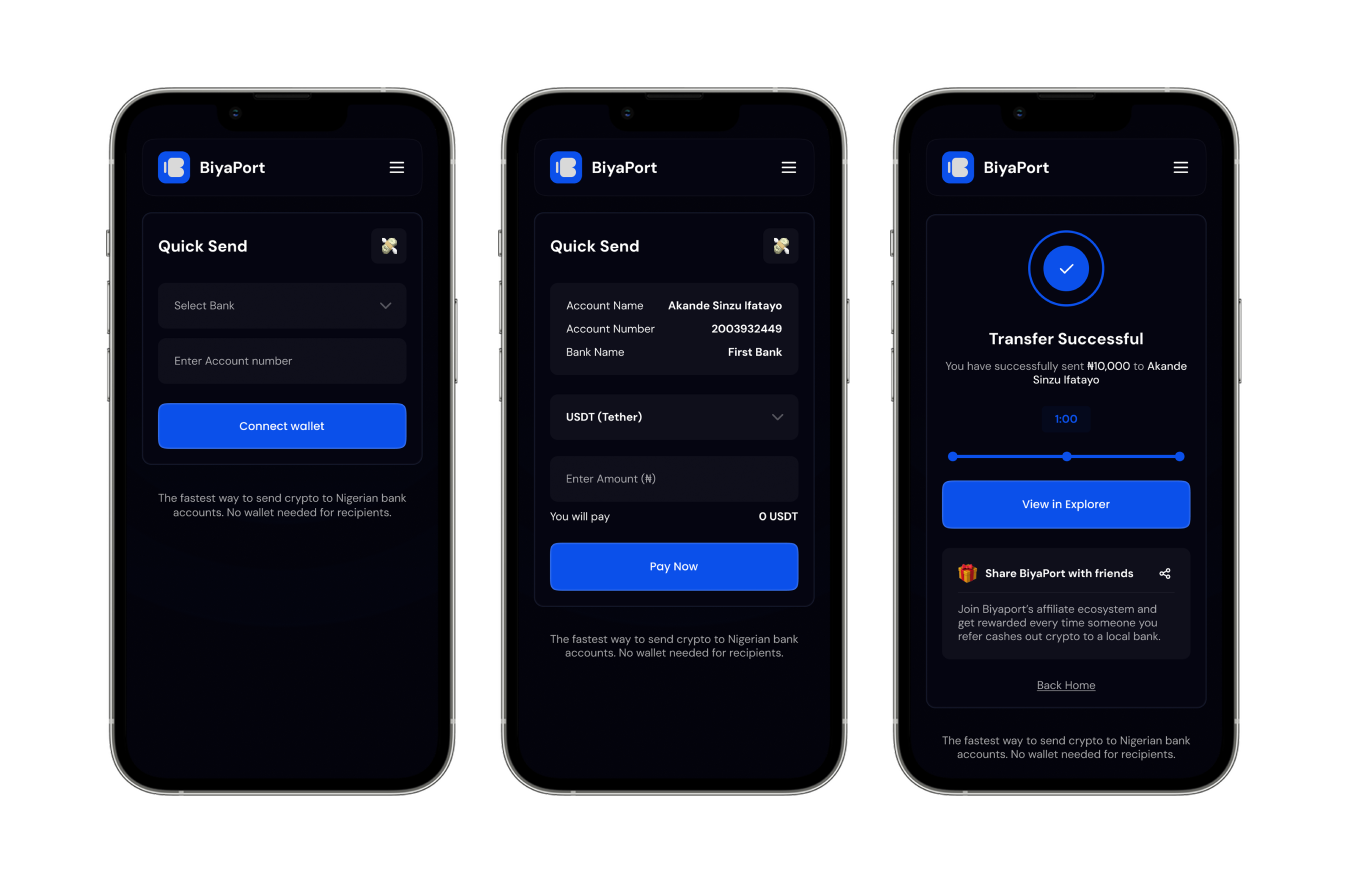 Biyaport - Crypto Offramp solution cryptocurrency design logo ui uiux