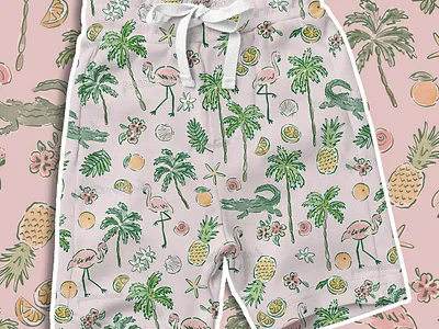 Florida Summer Novelty Print by Courtney Graben art design digital art florida florida gator illustration palm tree pattern summer surface design surface pattern design