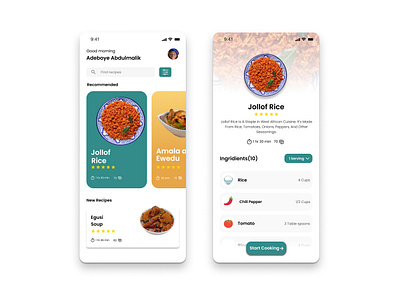 Nigerian recipe app app deisgn design illustration product design typo ui uiux web design