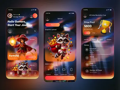 Esports Tournament App UI — Compete, Win Rewards & Level Up 3d animation graphic design logo motion graphics ui