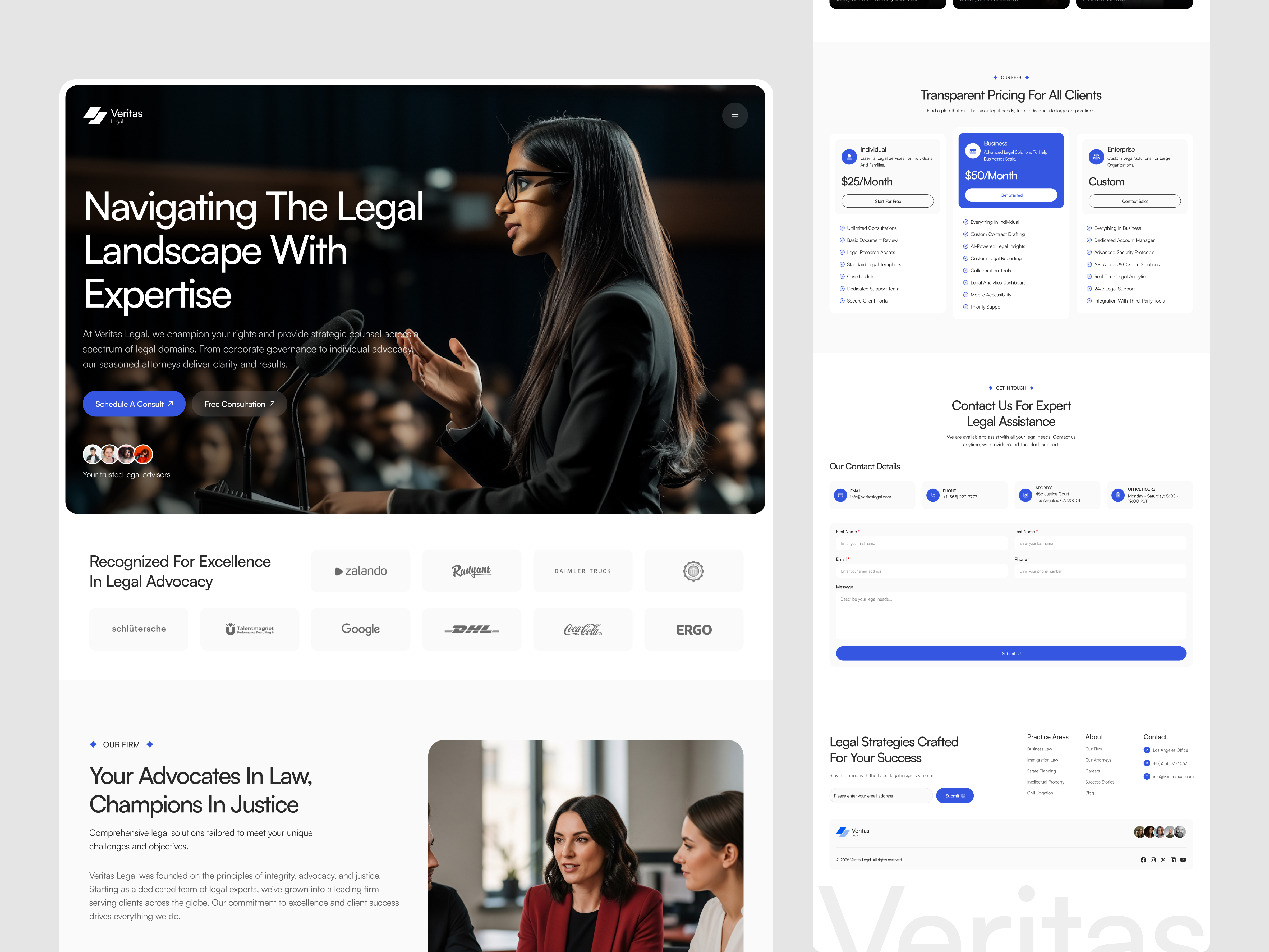 Veritas Legal - Law Firm Landing Page app design dashboard figma figma design figma landing page landing page law agency law company law firm law firm website law website mobile app modern design saas section ui uiux webapp webdesign website