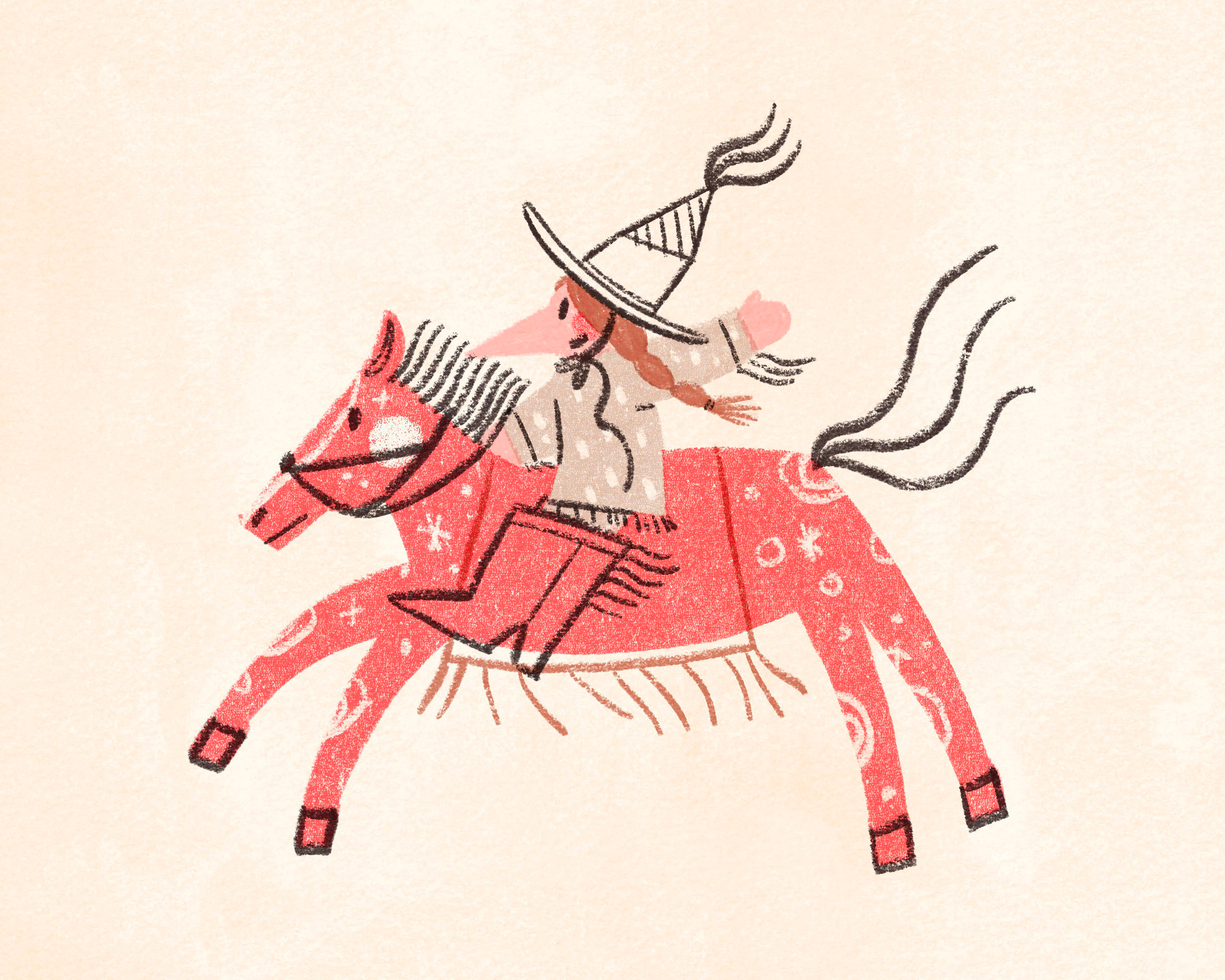 New Year's Greetings with a Red Horse animal animation art artwork childrensart design hanwritten happynewyear illust illustration ipad kidlitillustration photoshop postcard print redhorse tweetyheather