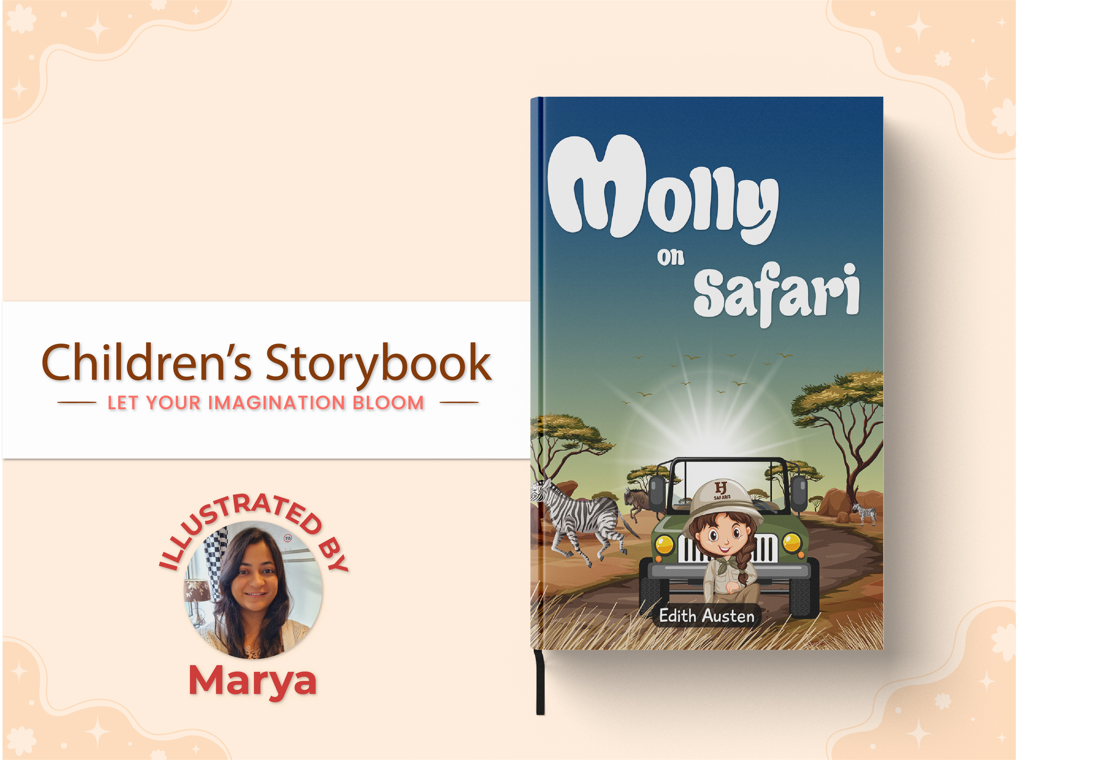 Molly on Safari bookcoverdesign bookillustration cartoonillustration characterillustration childfriendly childrensbook childrensbookart childrensillustration colorfulillustration cuteillustration digitalillustration graphic design illustration kidsart kidsbook kidsillustration picturebook playfulillustration storybookillustration whimsicalillustration