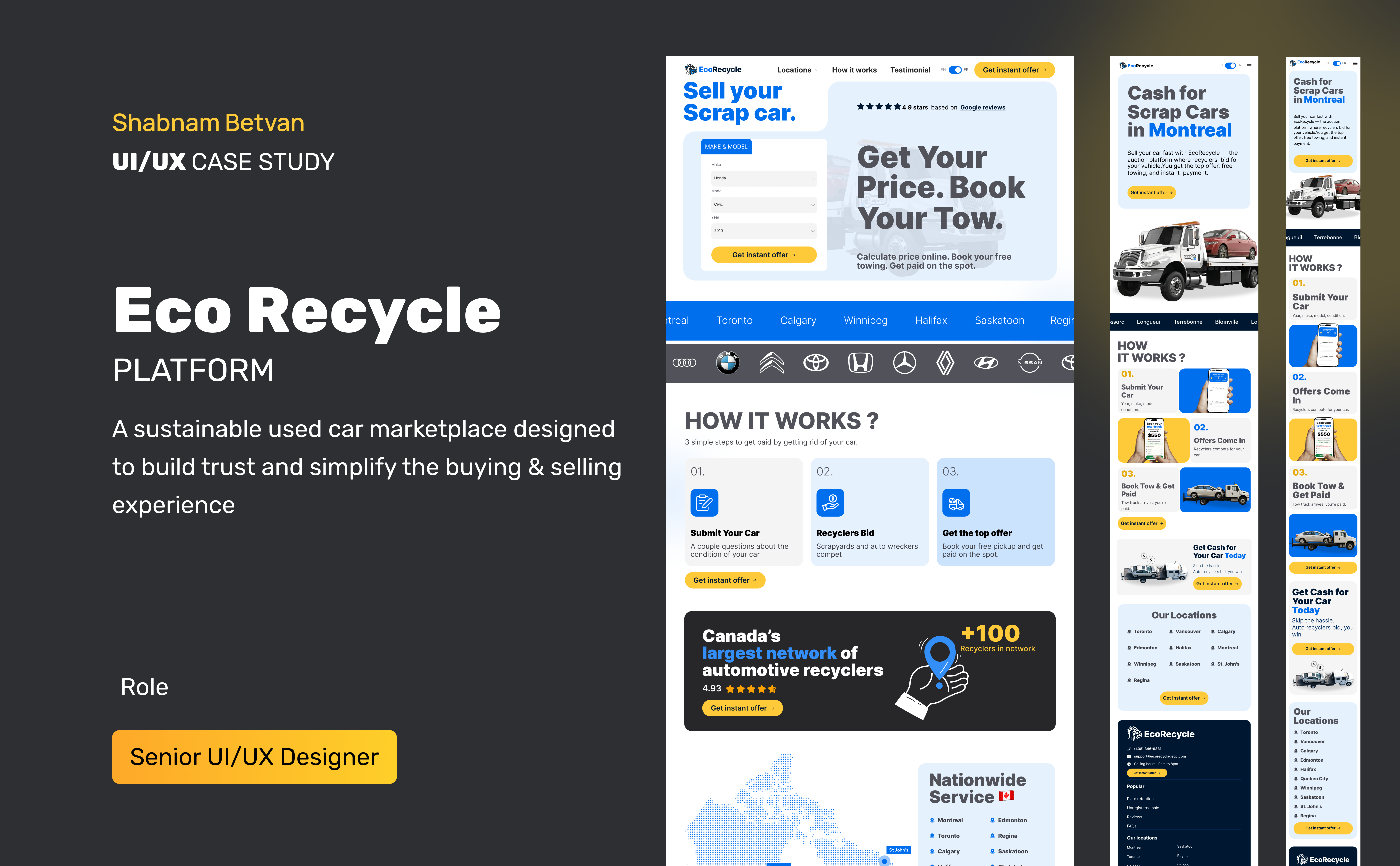 Eco Recycle- Platform for sell and buy scrapped cars app illustration ui ui design uiuxdesign ux