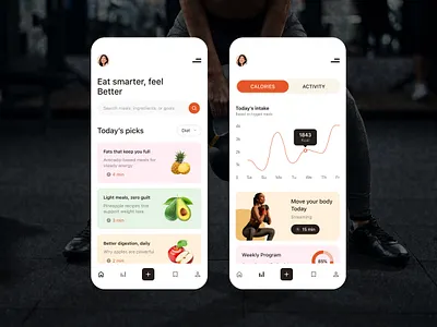 Nutrition & Fitness Tracking App calorie tracker design fitness app interface mobile app nutrition app product product design tajul ui uiux