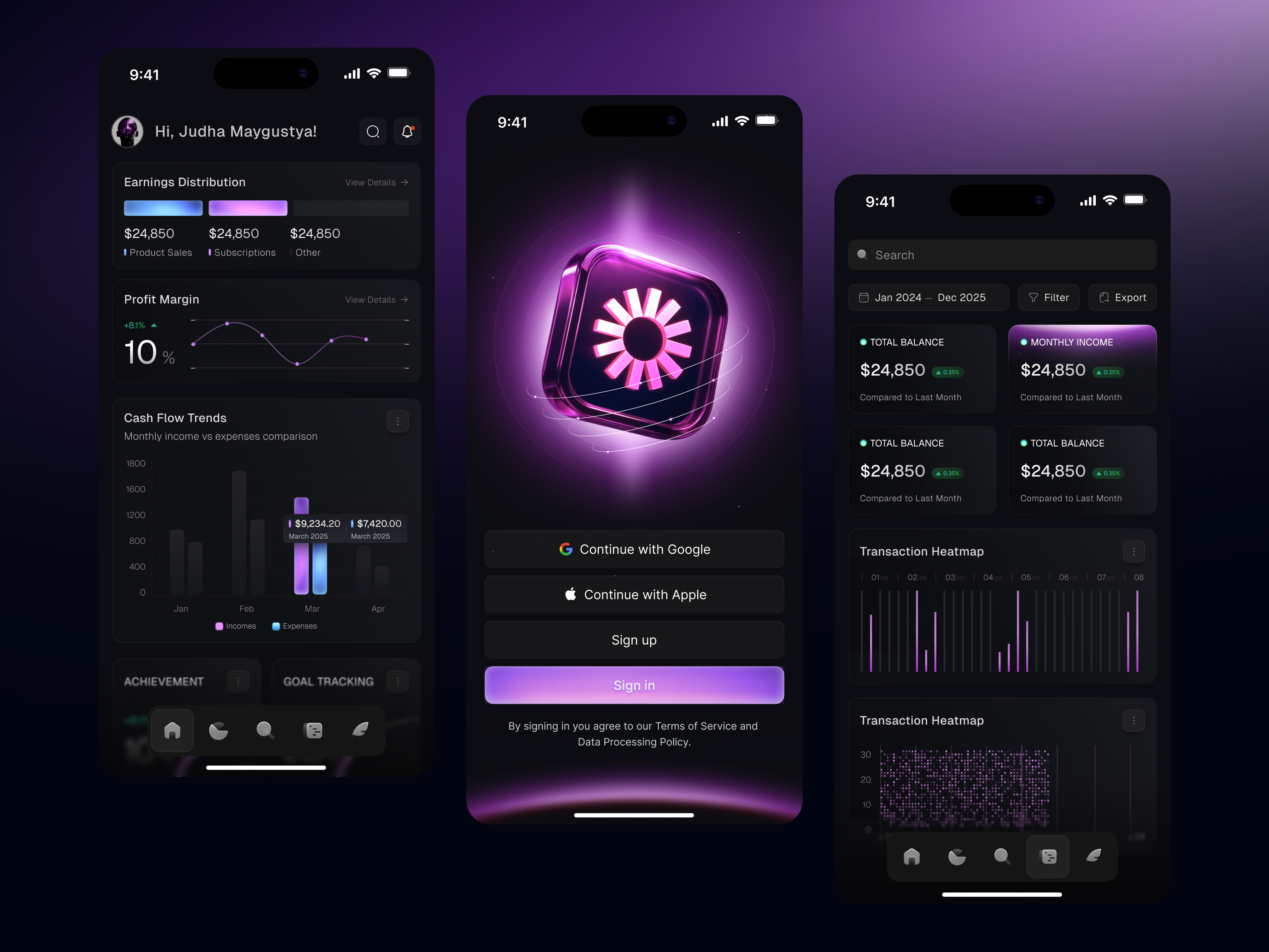 Example of Moneywise — Mobile Finance Dashboard