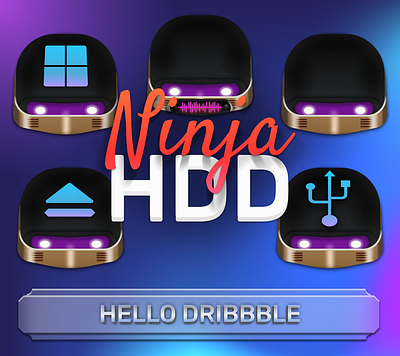 Ninja hard disks icon illustration sketch vector