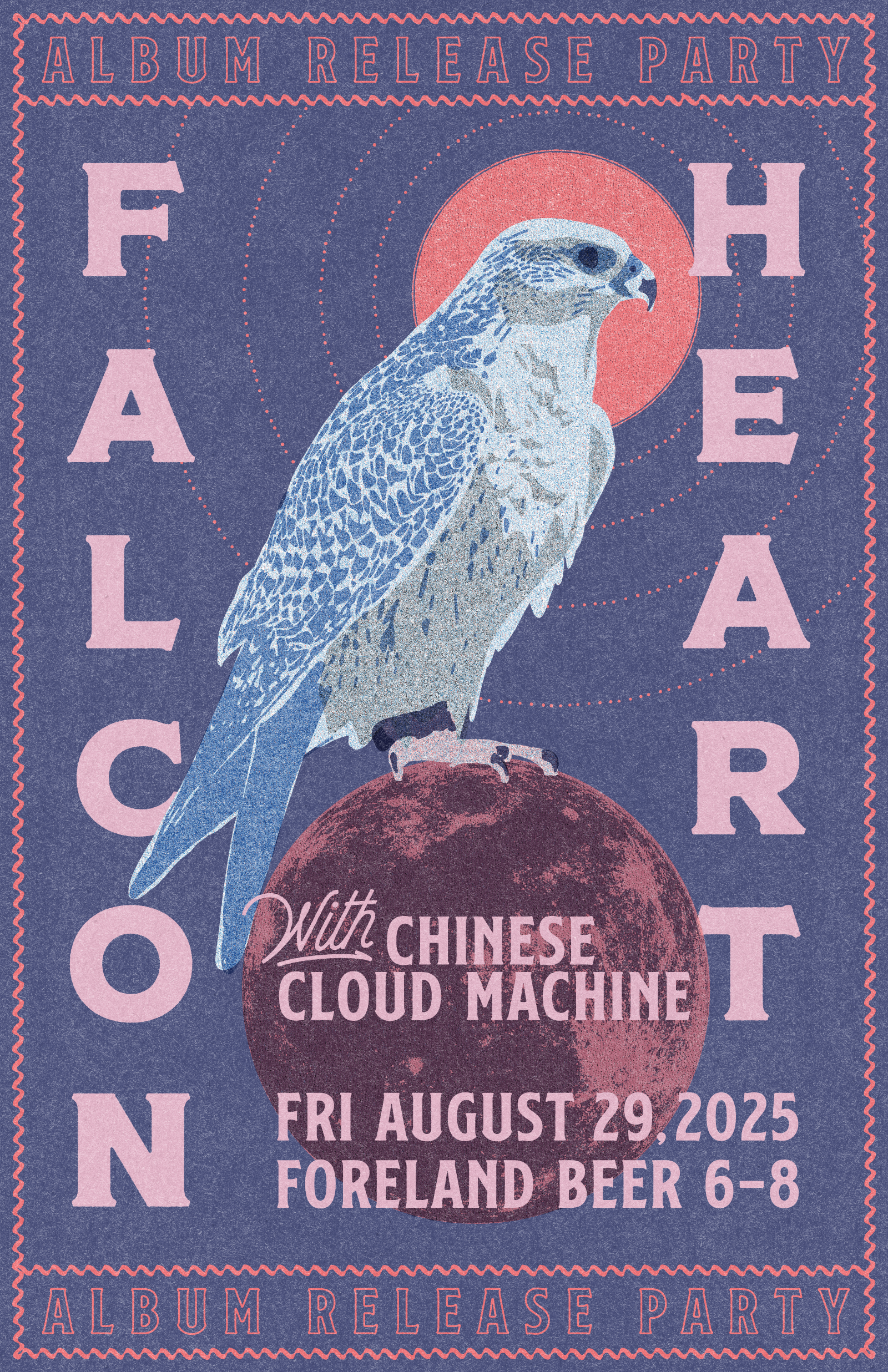 Falcon Heart Album Release Poster falcon illustration music poster riso texture